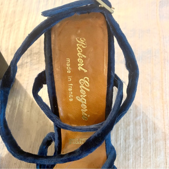 Robert Clergerie vintage navy blue velvet sandals/heels - Picture 5 of 7